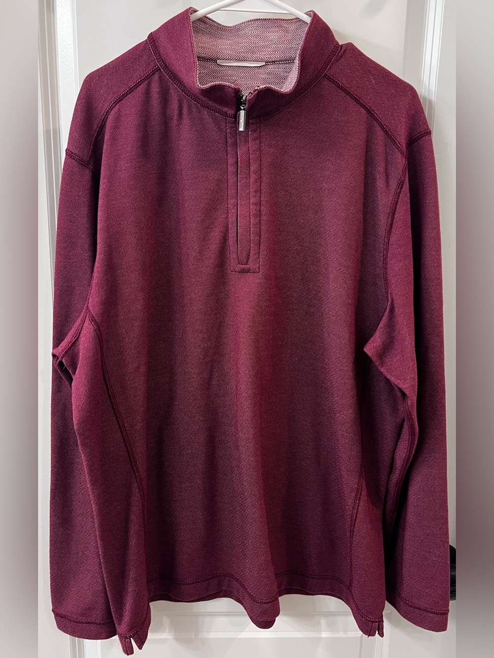 EUC Tommy Bahama Men's Quarter-Zip Pullover Sweater, Burgundy, XL